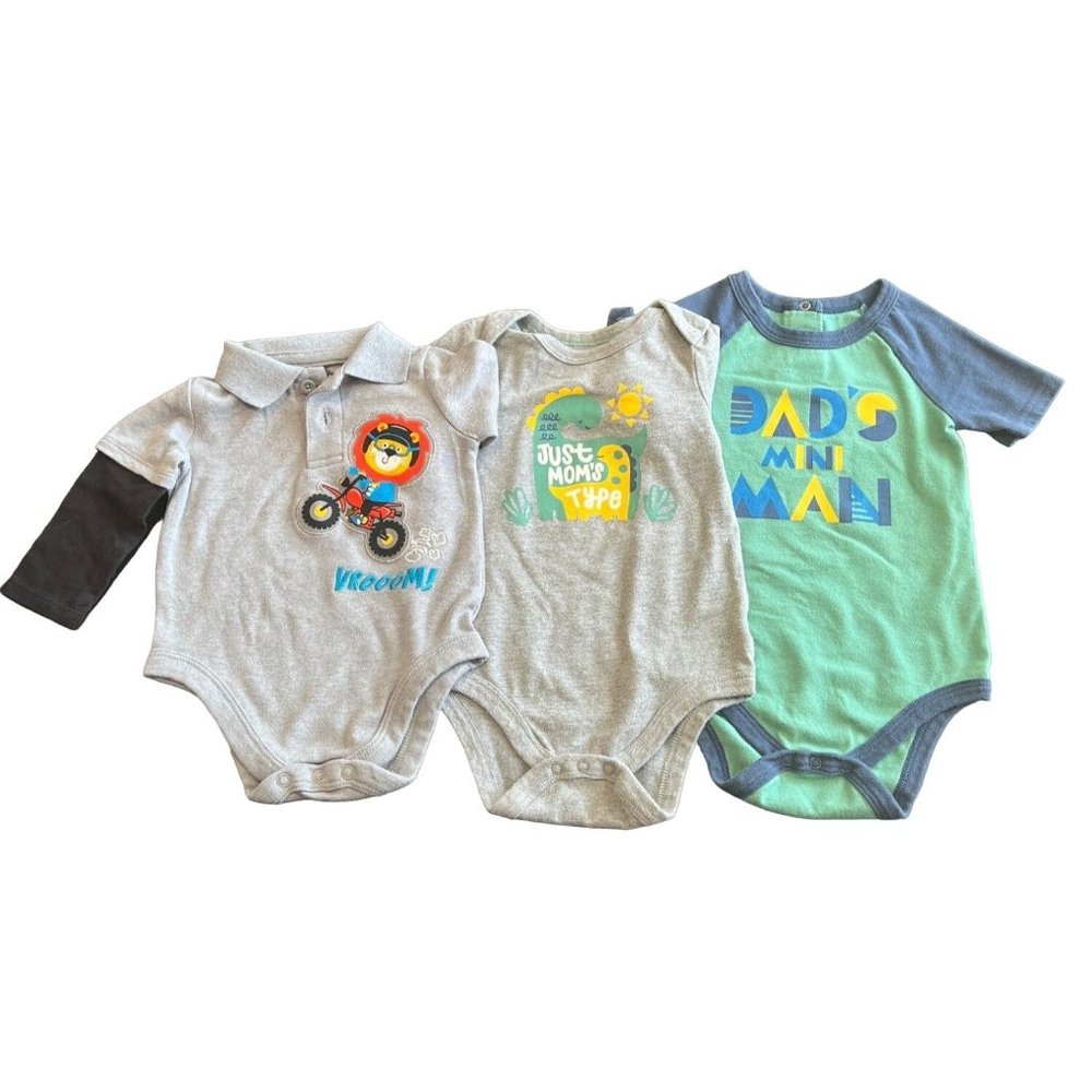 Bundle of 3 One Piece Boys Tops Garanimals Cat & Jack 6 to 12 months